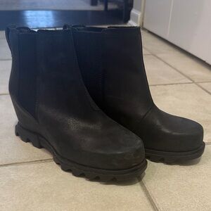 Sorel Black Ankle Booties Wedge